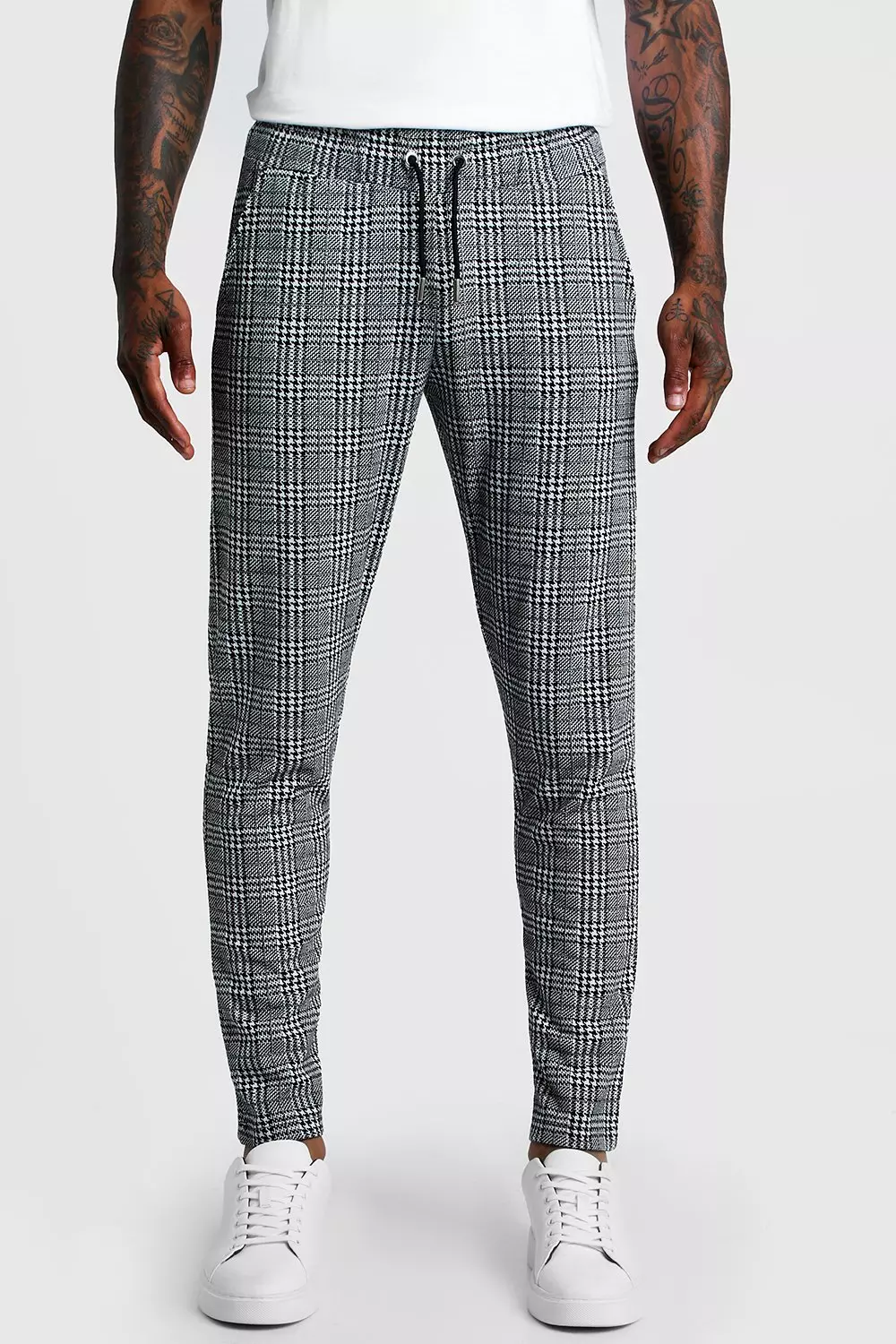 Smart checked best sale jogger trousers